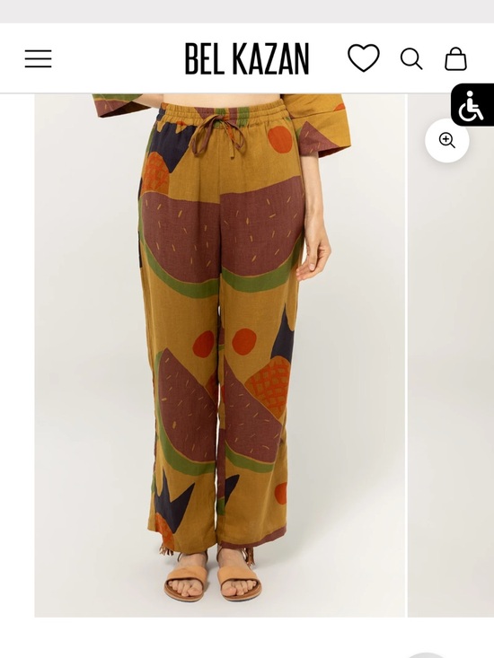 Bel Kazan Pants - Bel Kazan Mustard Multi-Print Wide-Leg Pants